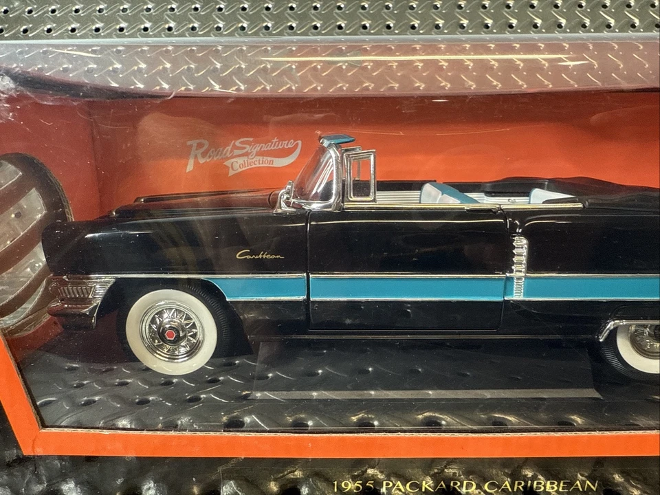 1955 年帕卡德加勒比可转换黑色/蓝色 1/18 模型公路签名 96128 — 第 4/4 张图片
