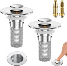 2PCS Bathroom Sink Stopper Strainer, Pop-Up Bathroom Sink Drain Strainer with Re
