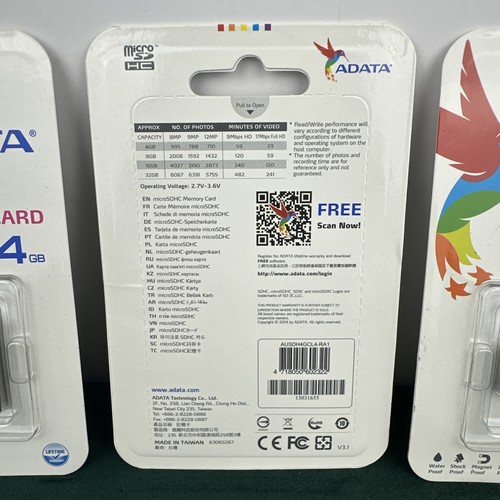 4x ADATA Data Storage Card Micro SDHC Card 4GB with Adapter, SD Card, Class 4 - Picture 3 of 3