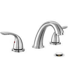 Chrome 8 Inch 3 Holes Widespread Bathroom Sink Faucet 3 Pieces 2 Handles Low-...