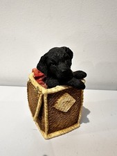 Puppy Tales Black Labrador in Laundry Basket Figurine 1998 Castle Gifts Dog