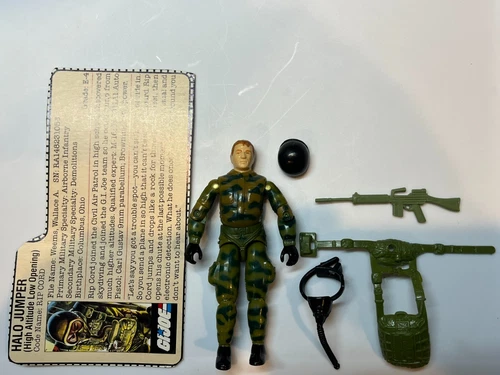 gi joe lot figure 1984 rip cord 100% complete w/filecard