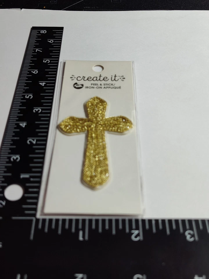 Gold Cross Letters Hearts Alien Patch Iron On Sew On High Quality Patch - Image 3 of 4