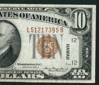 $10 1934 (( HAWAII )) Federal Reserve Note PAPER CURRENCY AUCTIONS