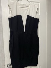Calvin Klein Black White Colorblock Sheath Dress Size 14 Sleeveless Round Neck