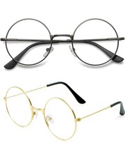 Round Glasses, 2 Pairs Metal Frame Round Glasses Retro Metal Frame Round Braceglasses...