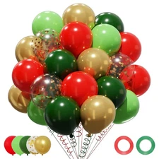 Patimate Red Green Christmas Balloons Set, 50 pcs 12 inch Metallic Gold Lime ...