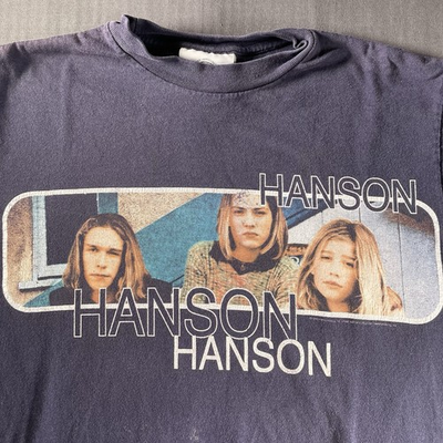 #ad #ad Vintage Hanson Shirt Mens Small Blue 1998 Pop Music Band Tee Brothers $32.99