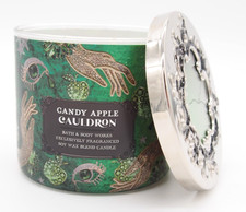 A Bath Body Works Halloween Haunted CANDY APPLE CAULDRON 3-wick Candle 14.5oz