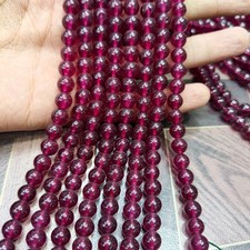 Pink Ruby Necklace, 8mm Round Magenta Bead Choker, Natural Gemstone Jewelry, Jul