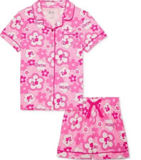 Barbie Floral Pink 2 Piece Pajama Sleepwear Set GIRLS SIZE XS 4-5 NEW