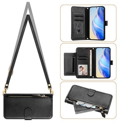 Zipper Leather 7Card Wallet Case For iPhone Samsung Honor Flip Stand Phone Cover