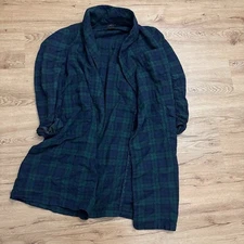 Pendleton Bathrobe Men's M Green / Black Watch Tartan Vintage Pure Virgin Wool