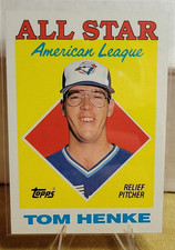 Topps 1988 Tom Henke #396 Toronto Blue Jays MLB Baseball All-Star Card