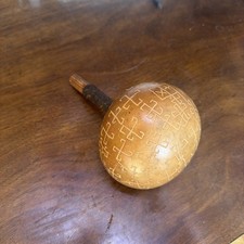 Vintage Tribal Folk Art Hand Carved Shaker Gourd hand made
