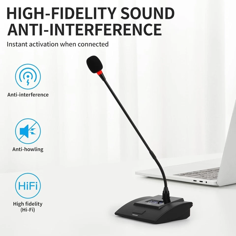 XTUGA CM240 UHF 4 Channels Professional Gooseneck Conference Microphone System - Image 3 of 4
