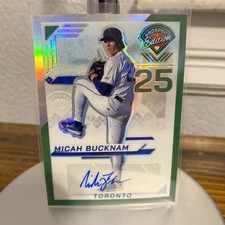 2025 Panini Prospect Edition Micah Bucknam Auto Blue Jays Green Holo Prizm #142