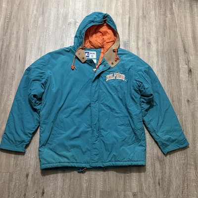 Miami Dolphins Starter Vintage 90s Jacket Men s L Teal Orange Hooded NFL Logo