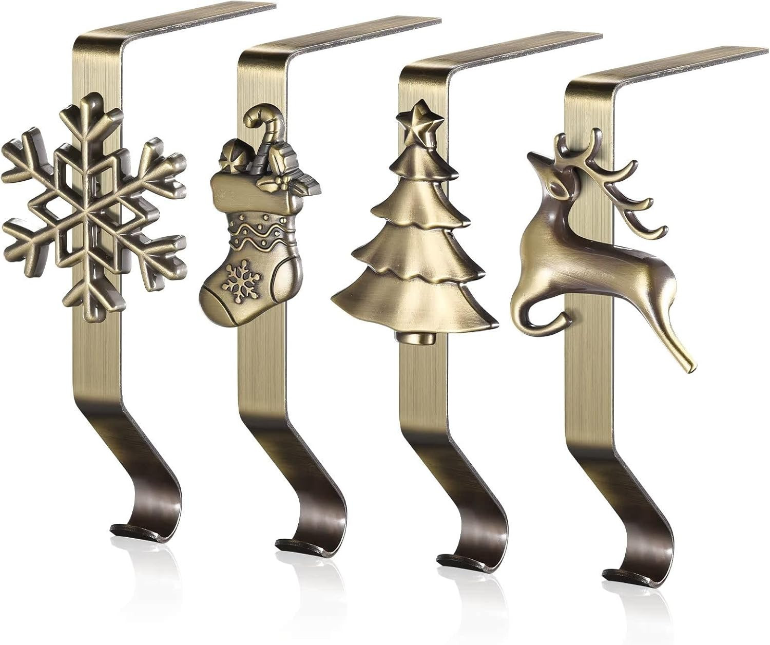 Christmas Stocking Holders for Mantle Set of 4, Weighted Stocking Hangers for Ma