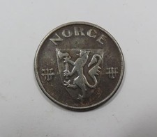 World War Two Norway German Occupation Large Iron 5 Ore 1942