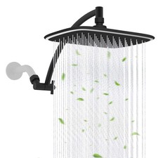 10" Rainfall Shower Head with 12" Shower Head Extension Arm Adjustable Black