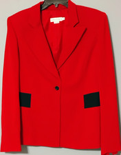 Garfield  Marks Alicia Jacket Blazer Womens 8 Red Black 2 Tone Lined L/S USA