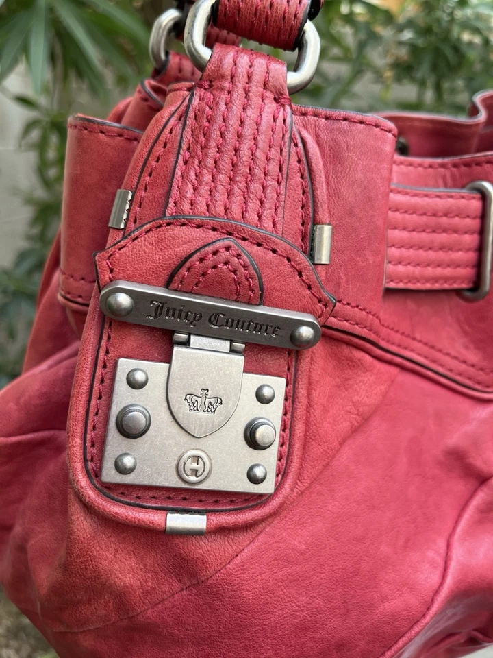De Colección Juicy Couture Bolso de Mano Cuero Rojo Y2K Años 90 Cartera Bolso de Hombro Foto 3 de 4
