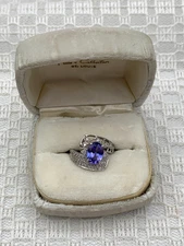 Designer RRJ 14k White Gold Purple Gemstone & Diamond Ring 4.8g Sz 8.25