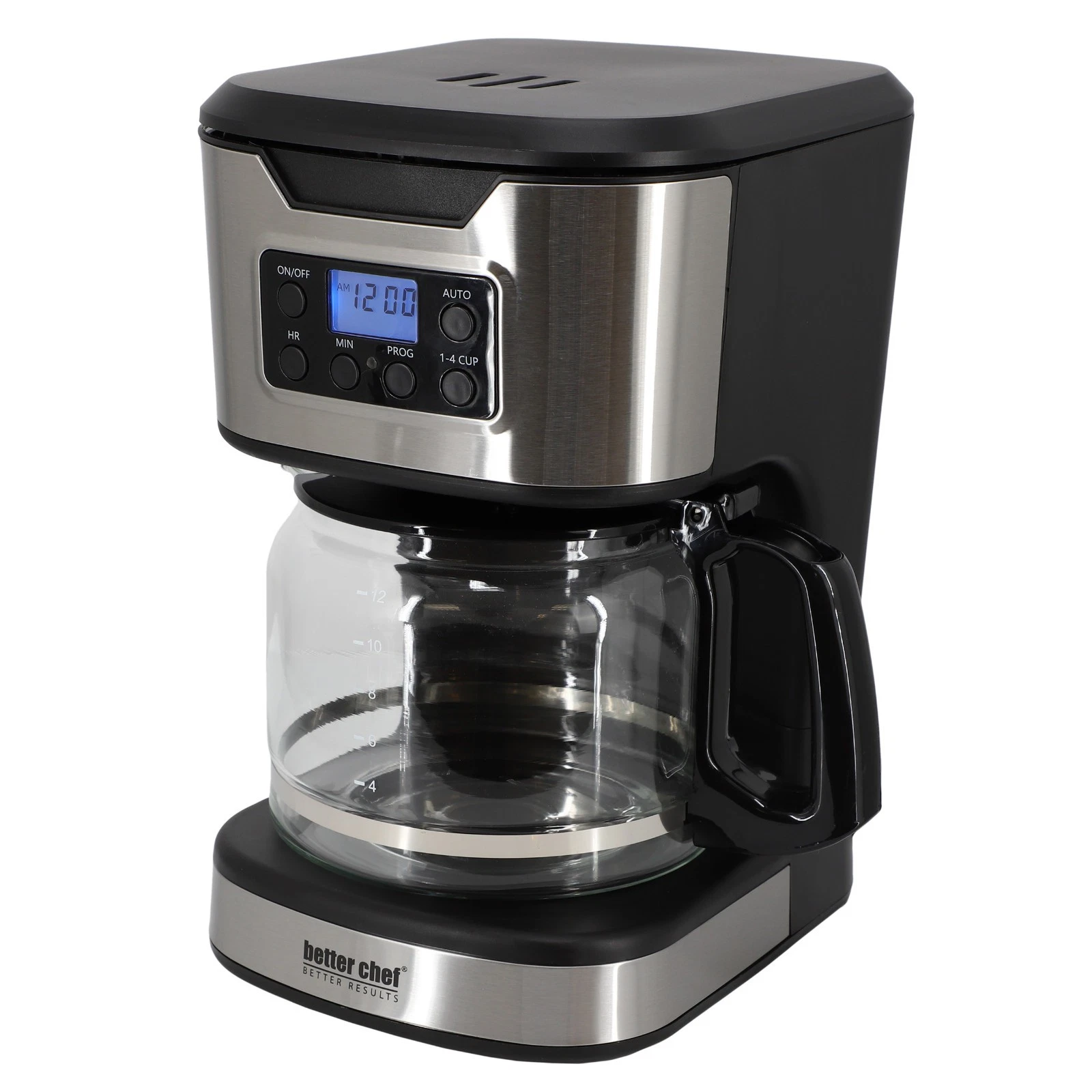 Better Chef 12-Cup Programmable Coffee Maker in Black w/Stainless Steel Accents