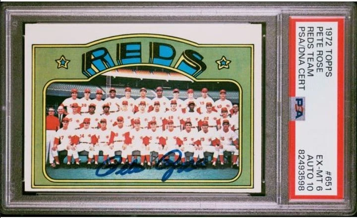 Tarjeta Hi # firmada por el equipo Topps Pete Rose Reds 1972 651 PSA 6 ADN 10 Auto Pop 1/1 Foto 3 de 4