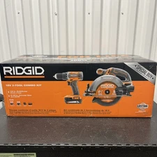 NEW!! RIDGID 18V Circular Saw & Drill/Driver w/2a 4a Batteries & Charger R9237SB