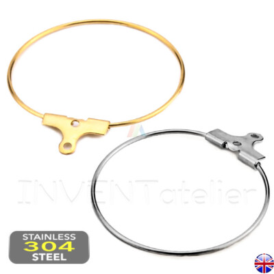 Edelstahl Creolen Ohrring Verbinder Loop Ohr Basis Fundstücke Ohr Draht _728.