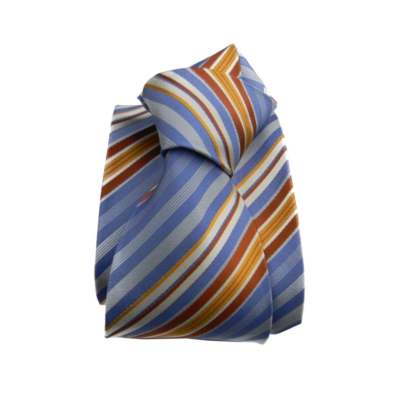 CAMMELL BEIGE STRIPED BLUE SILK TIE