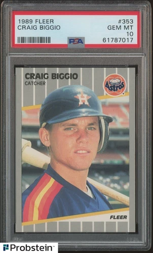 1989 Fleer #353 Craig Biggio Houston Astros RC Rookie HOF PSA 10 GEM MINT