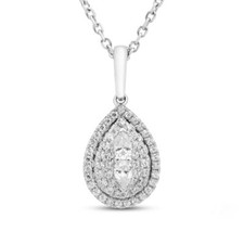 Natural Diamond Necklace 1/3 ct tw Pear and Round-cut Sterling Silver 18"
