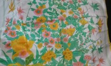 Vintage Thai Silk Scarf Summer Flower Garden 35" x 35"