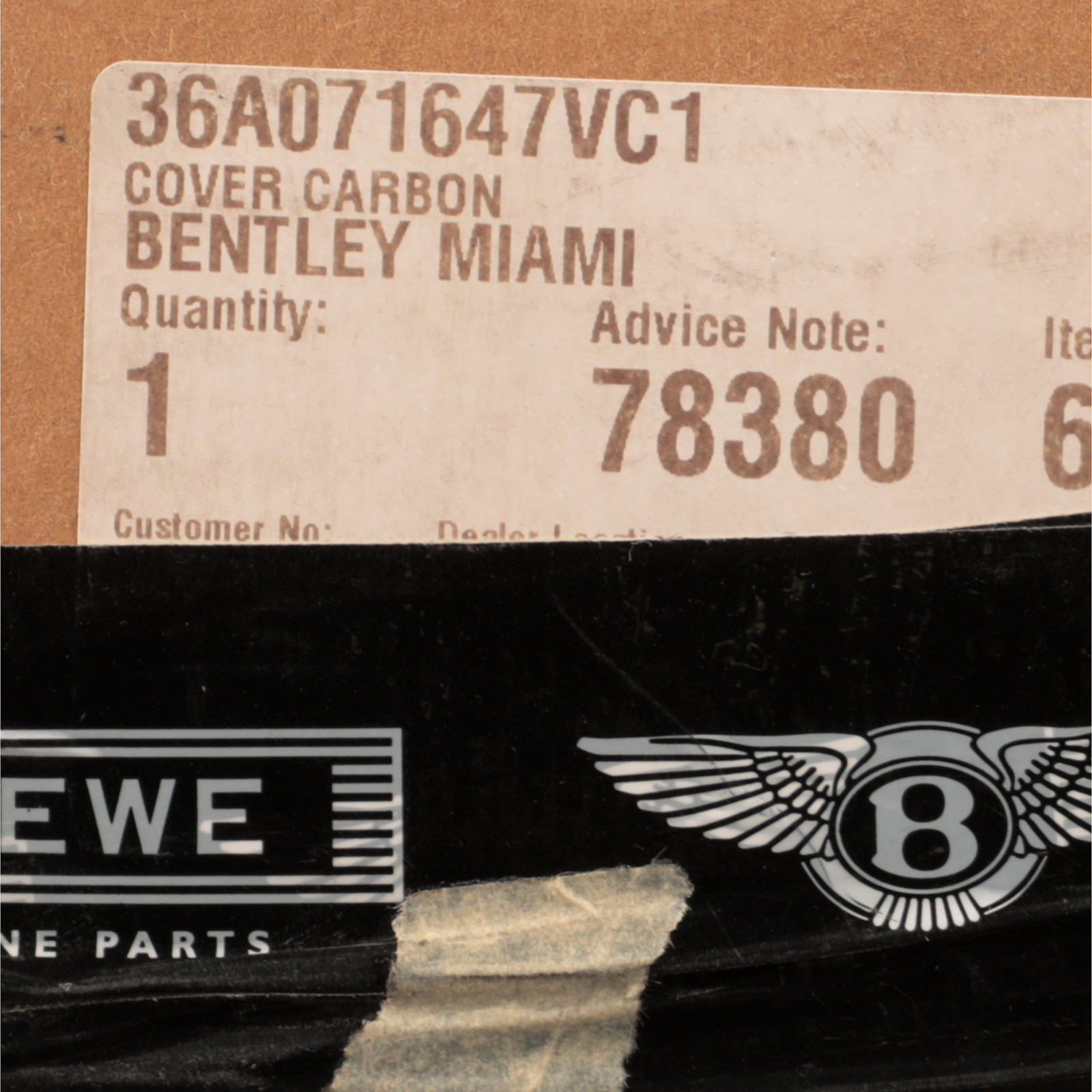 Genuine Bentley Carbon Engine Cover Assembly 36A071647VC1 OEM NEW