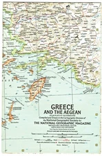 1958-12 December Vintage Map GREECE & THE AEGEAN National Geographic EUC - A3+