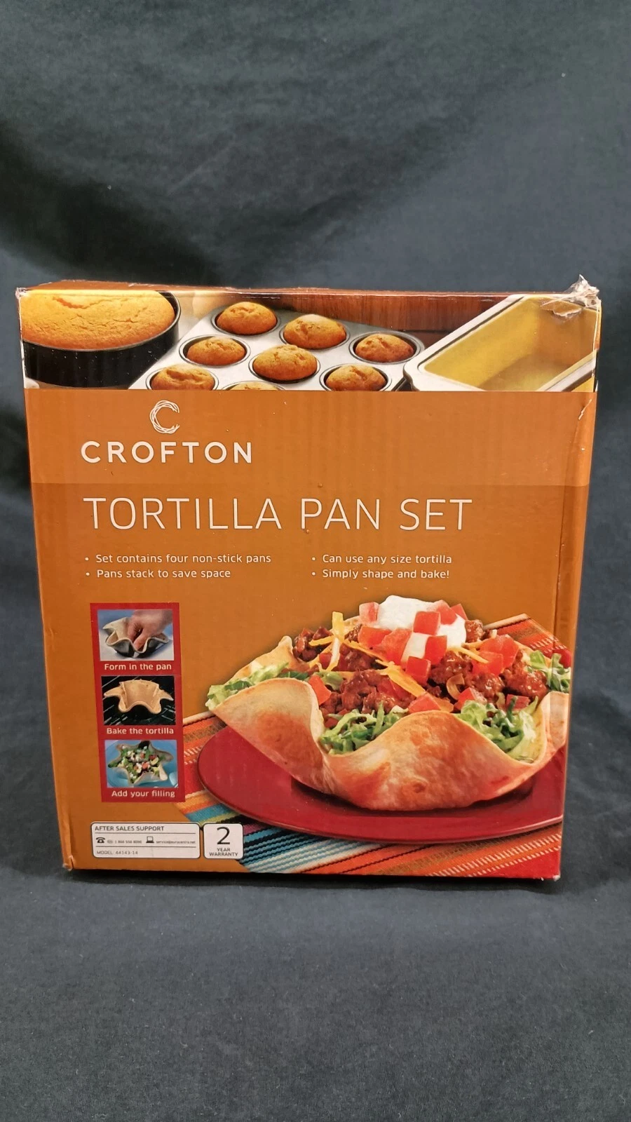 Crofton Perfect Bake &Serve Tortillas 4 Pc Non-Stick Tortilla Pan Set NIOB