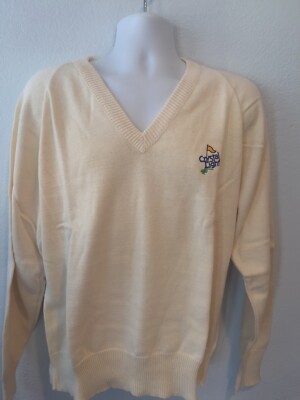 Vintage Natural Cotton V Neck Sweater Crystal Light Golf New Nos 24 Ebay