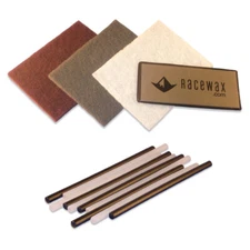 RaceWax Ptex Ski Base Repair Kit 5/5 clear/black p-tex, metal scraper, 3 3M pads