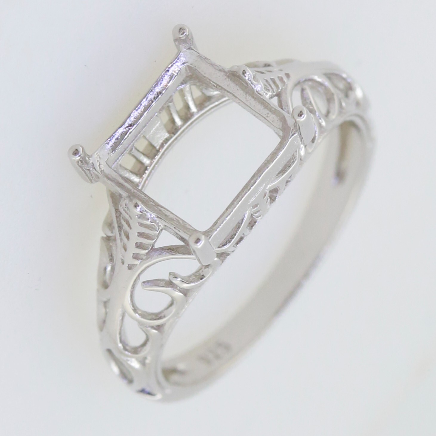Sterling Silver Semi Mount Ring Setting Princess SQ 9x9mm Filigree eBay