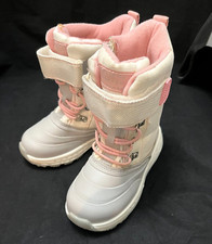 Carter's Toddler Girl Snow Boots Size10 Grey/white/pink side zipper top strap