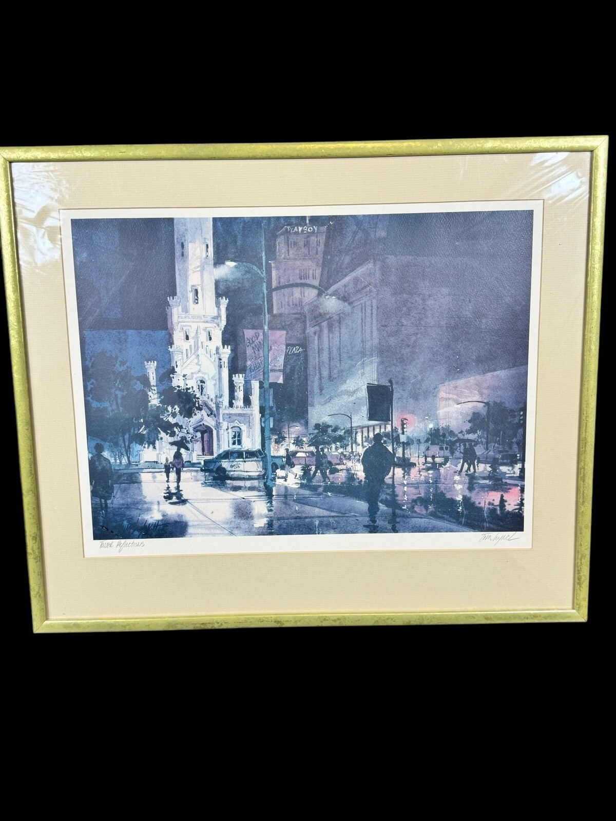 Tom Lynch Chicago Water Tower Playboy Building  “Reflections” Signed Lithograph