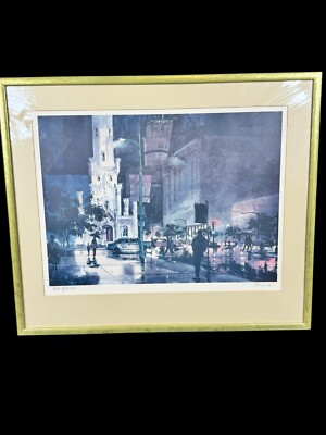 Tom Lynch Chicago Water Tower Playboy Building “Reflections” Signed  Lithograph