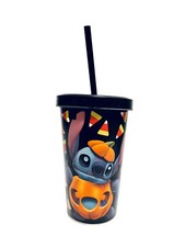 Disney Halloween Stitch Tumbler with Straw Eco Bamboo Reusable Cup - NEW