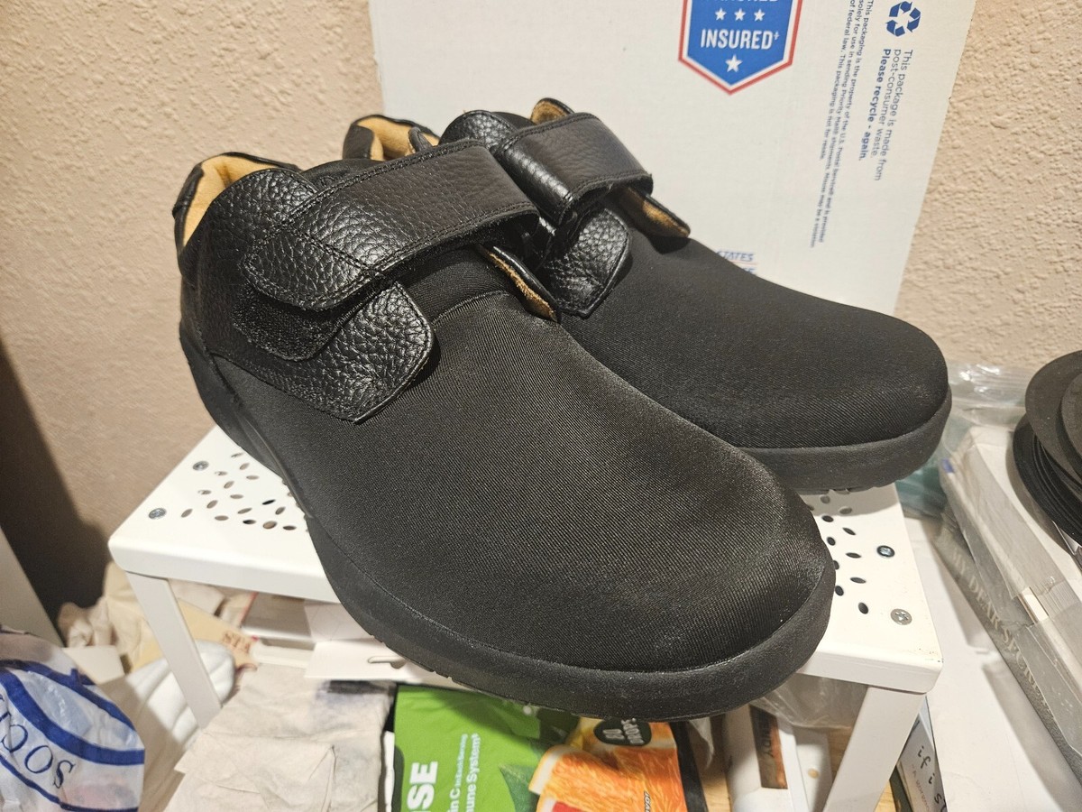 Dr. Comfort Brian 6410 Mens Black Leather Lycra Orthopedic Walking Shoes 9.5 M Diabetic Shoes Dr Comfort Brian Dr Comfort Brian 6410 Black  main image 3