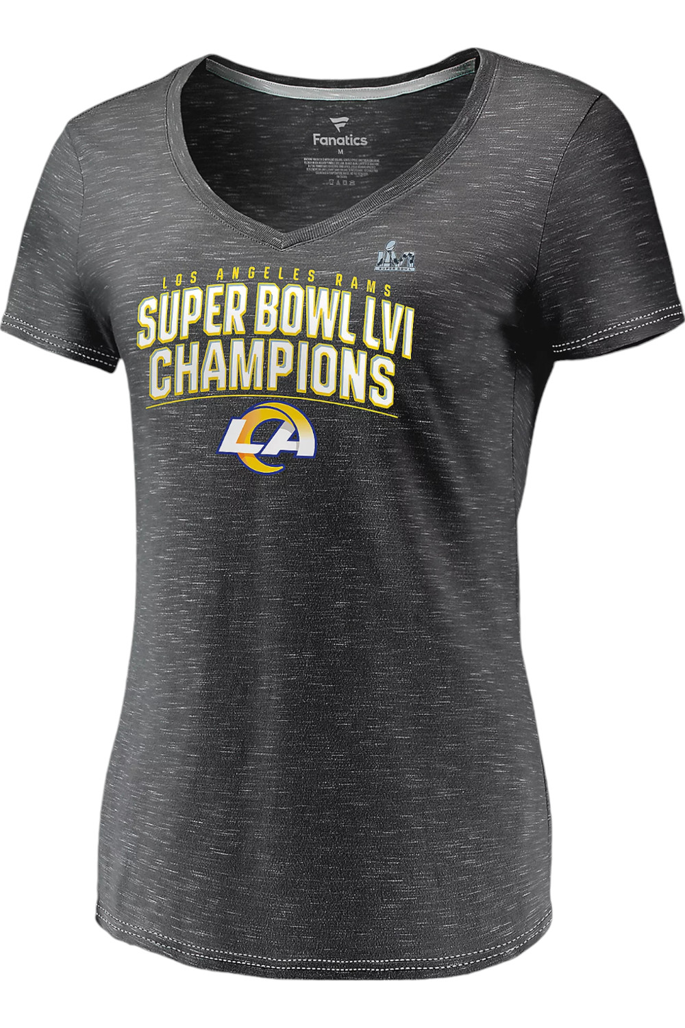 Женская рекордная футболка NFL Super Bowl LVI Champions Rams с коротким рукавом