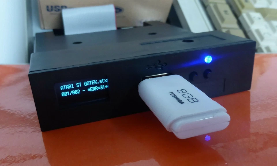 ATARI ST GOTEK Floppy USB Emulator . OLED Display + Blaue LED (schwarz)