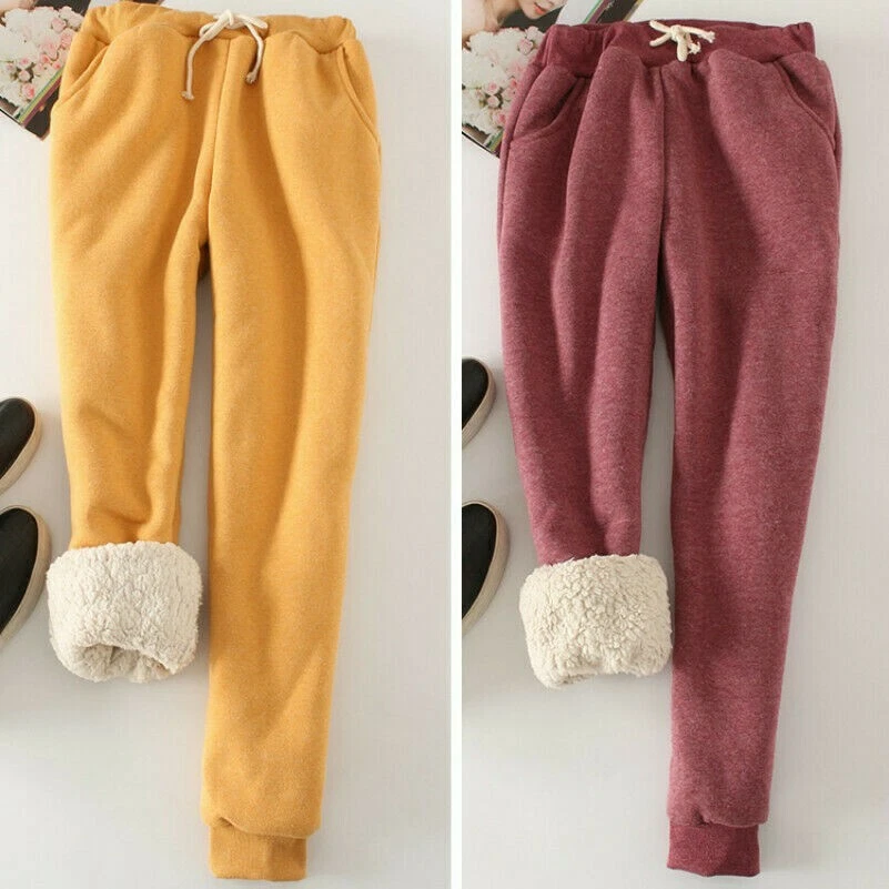 Ladies Harem Pants Faux Fleece Lined Trousers Winter Warm Casual Thick Fashion